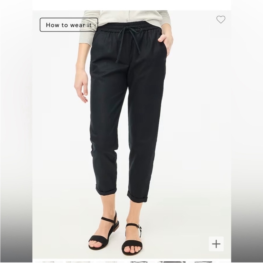 J Crew Linen Blend Rolled Cuff Cropped Black Pants - Size 6